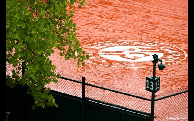  大会2日目も、雨のせいで開始が遅延 [全仏オープン] 