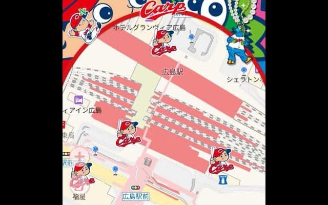広島カープの「スラィリー」チャーム追加、無料地図アプリ『恋するマップ～女子ちず～』