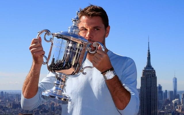 ワウリンカが記念撮影、全米オープン初制覇「素晴らしい気分」