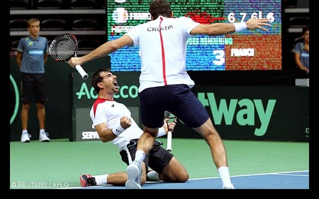  クロアチアがダブルスで驚きの勝利を挙げ、2勝1敗でリード [デ杯クロアチア対フランス] 