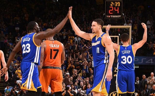 カリー、トンプソン、デュラントの3人で89得点！ ハイペースな打ち合いを制したウォリアーズが4連勝