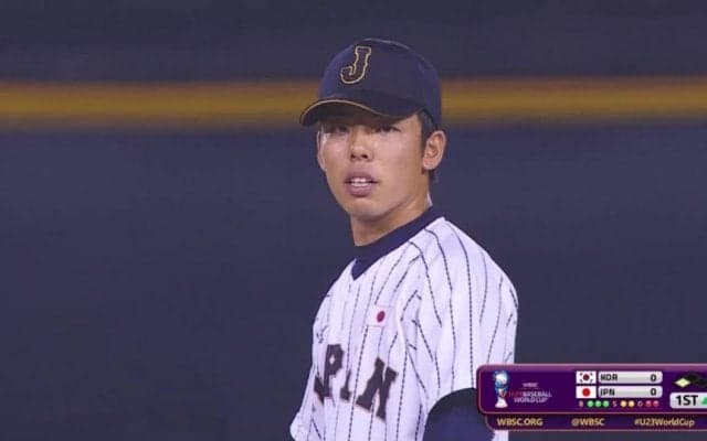 【動画ハイライト】WBSC U-23ワールドカップ 日本対韓国 1回表 本田、ピンチを三振で切り抜ける