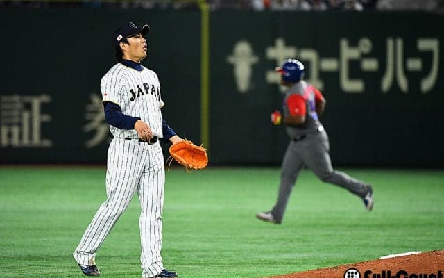 侍・則本が3イニング目につかまり3失点で3点差に　デスパイネのソロから崩れる