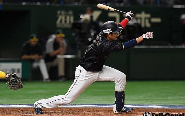 侍が同点に追いつく　12打者凡退後に坂本が二塁打、前日4打点の松田が犠飛