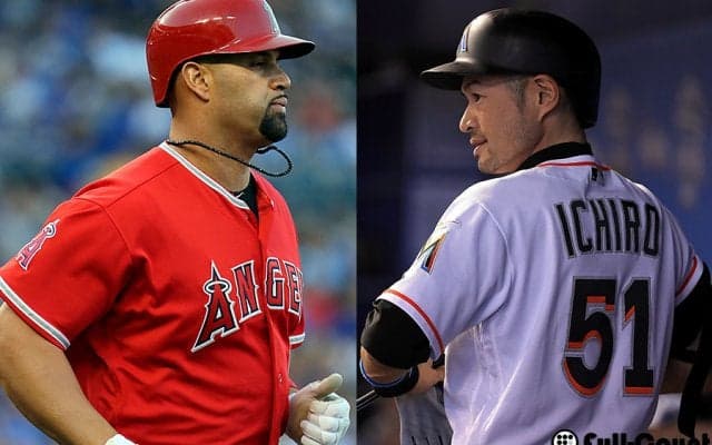 イチローとプホルスがハグ　MLB公式サイトは「史上最高」の“共演”に興奮