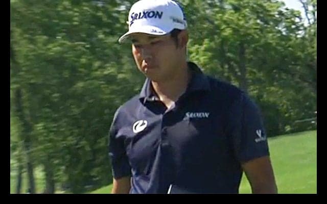 【動画】松山、14番で約2mのバーディパットを沈め、スコアをイーブンパーに戻す