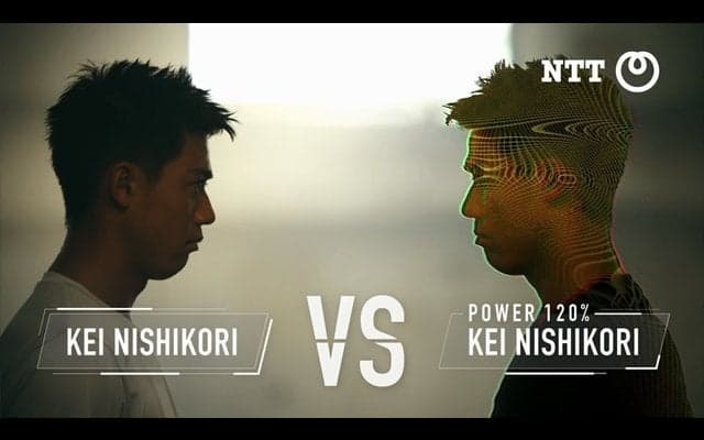 錦織圭vs錦織圭！？パワーアップした自分自身と対戦する新CM公開…NTT