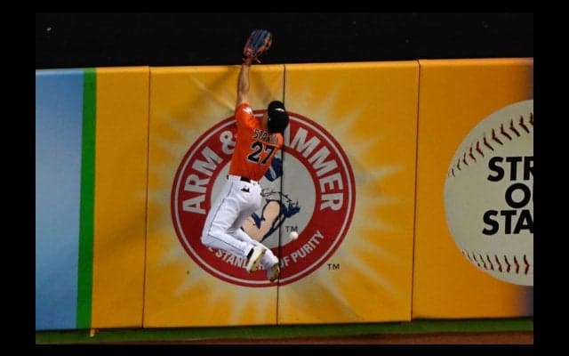 【MLB】マーリンズ大砲、グラブが“柵越え”する珍プレー「そこにあるのは見えた」