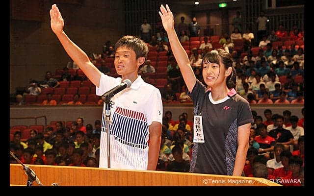 名子弥希（安積）と高橋佳乃子（磐城桜が丘）の両主将が選手宣誓 [南東北インターハイ開会式]