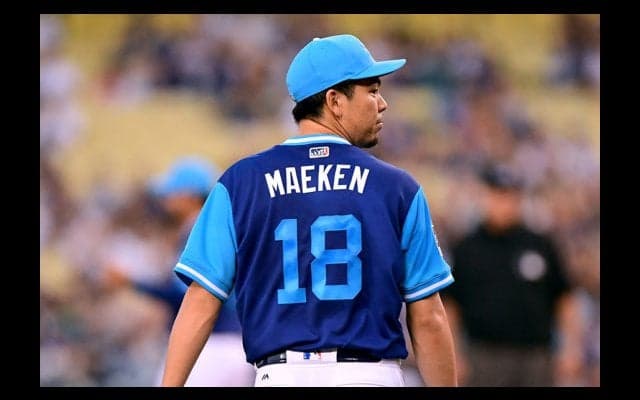 【MLB】前田健太、「MAEKEN」ユニで好投！　6回1安打1失点、12勝目の権利もって降板