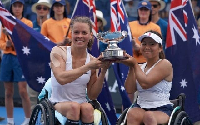 上地結衣、2年ぶりに全豪オープン車いすテニスダブルス優勝