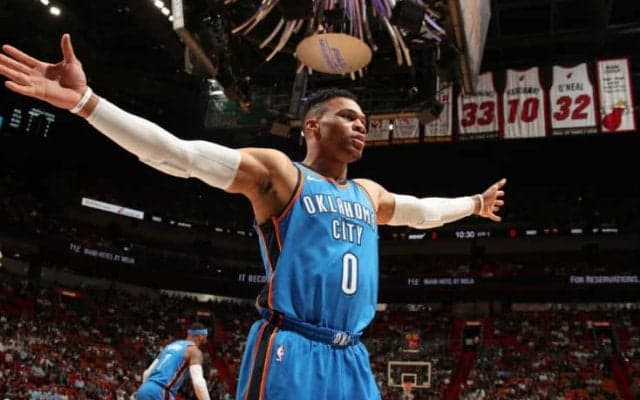 2年連続平均トリプル・ダブルまで16リバウンド、ウェストブルック偉業達成へ邁進