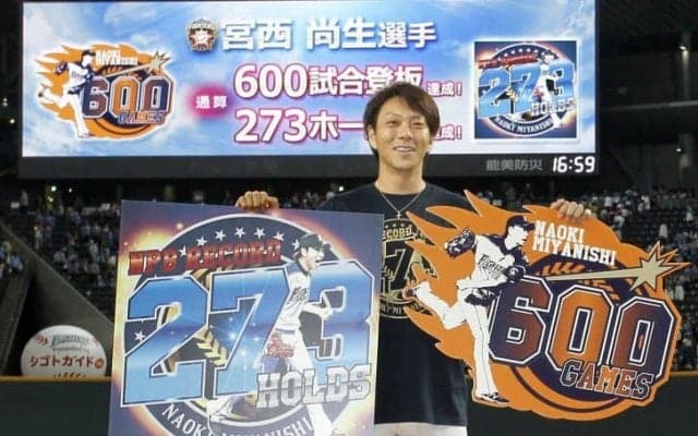 通算600試合登板で歴代1位タイの273ホールド！北海道日本ハム・宮西が2つの記録を同時達成！