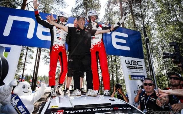 【WRC 第8戦】トヨタ、フィンランド戦を2年連続制覇…タナク完勝、豊田社長も現地で歓喜