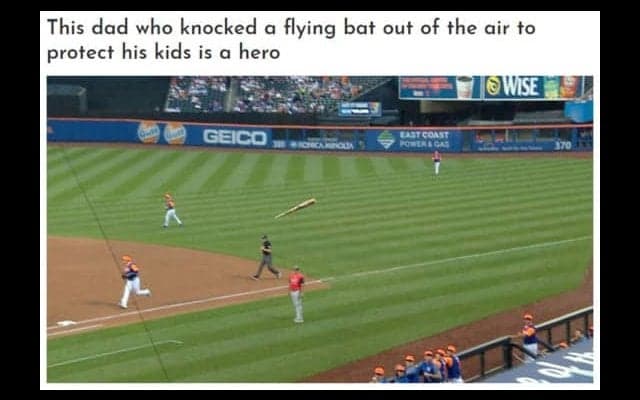 【MLB】米にスーパー父ちゃん登場！　飛んできたバットを右腕ブロックで子供守る