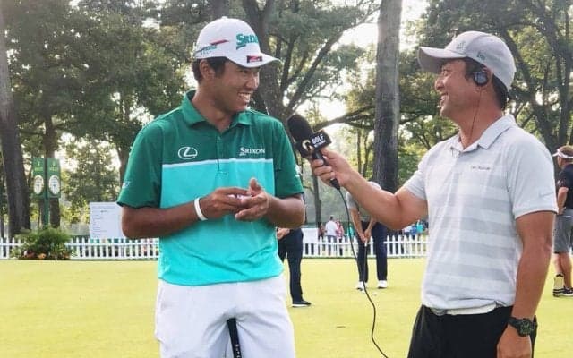 現地中継レポート中に松山英樹が飛び入りインタビュー