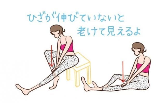 膝がしっかり伸びないと老けて見える　1日1回は膝を伸ばそう