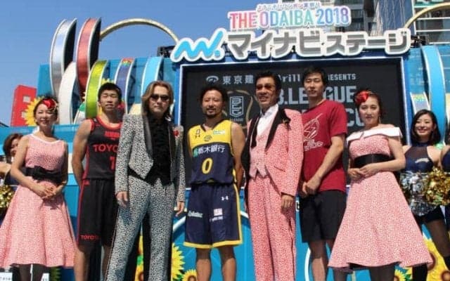 正中岳城、長谷川技、田臥勇太がお台場で9月7日開幕のアーリーカップをアピール