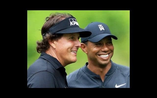 10億円をかけた世紀の対決へ、早くも火花散らすウッズとミケルソン