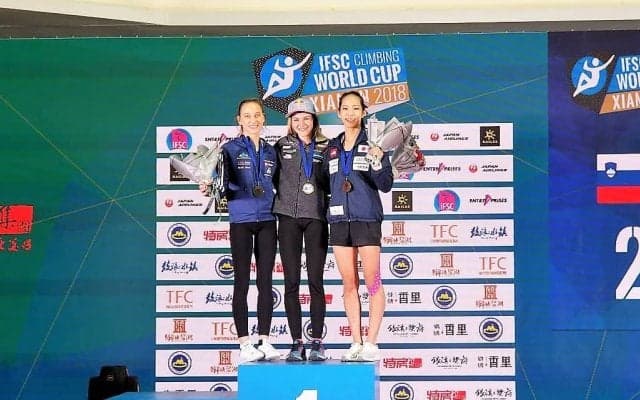 IFSCクライミングワールドカップ最終戦 「中国・厦門大会」リード女子で野口啓代が３位入賞