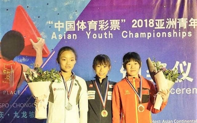 アジアユース選手権ユースBボルダリング決勝で日本勢男子が表彰台独占、女子は谷井菜月が優勝