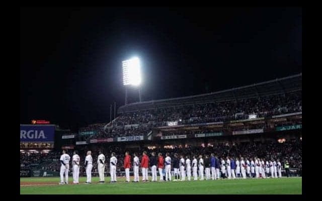 【日米野球】MLB選抜がホスキンスのソロ弾で1点を先制　前田健太は2回1安打無失点と快投