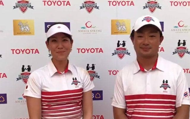 最終ホールまで縺れた接戦を制した市原弘大＆福田真未ペア　アマタフレンドシップカップ2日目インタビュー