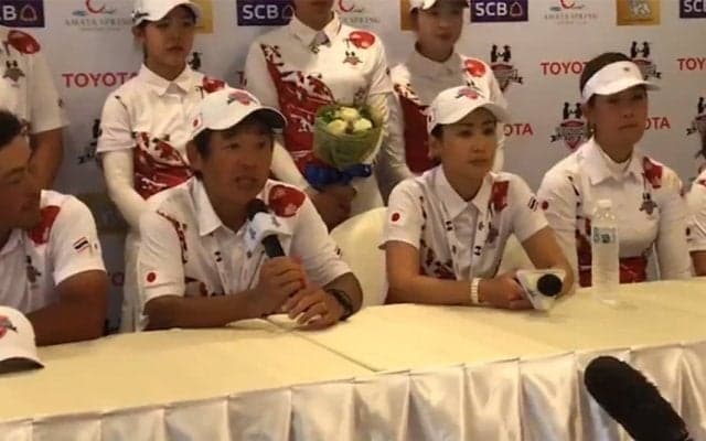 チームキャプテンを務めた尾崎直道＆古閑美保が今大会を振り返る　アマタフレンドシップカップ公式記者会見