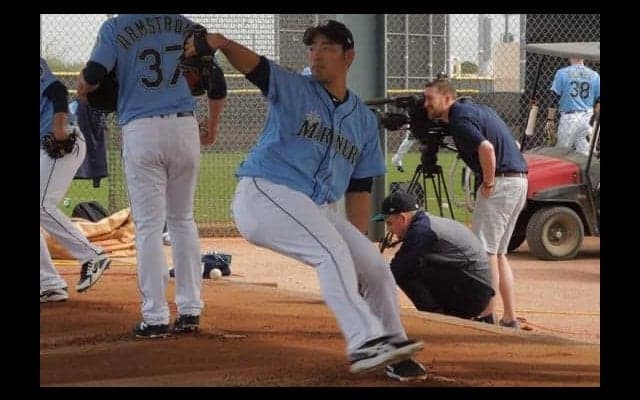 【MLB】菊池雄星が初ブルペン、MLB公式も注目　トップ記事で紹介「順応している」