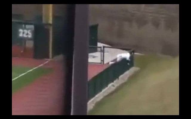 猛ダッシュ→激突でフェンス越え→ボール離さず…大学生の衝撃の美技動画が話題