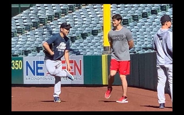 【MLB】大谷翔平が菊池雄星と“メジャー初対面”　エ軍「花巻東高校から大リーグへ」