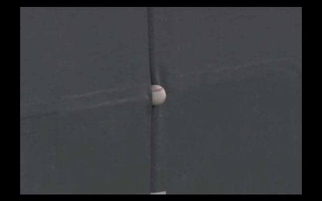 「ただほんとにスポンっ!!」-打球がフェンスに挟まる“珍場面”、パTVで再生10万回超