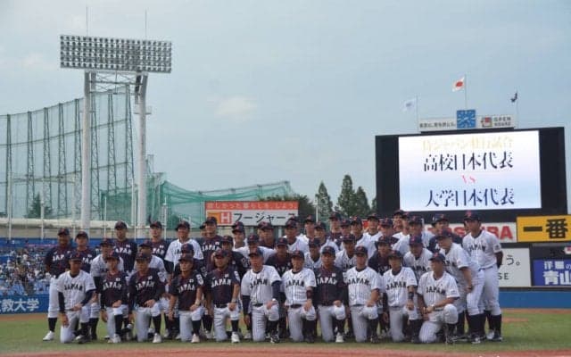 【野球】日の丸を胸に、郡司、柳町が随所で存在感を示す　侍ジャパン壮行試合 高校日本代表 対 大学日本代表