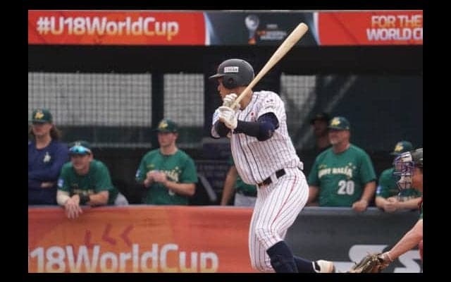 【U-18W杯】日本、初回に先制に成功！　4番・石川の一ゴロの間に三走・武岡が生還