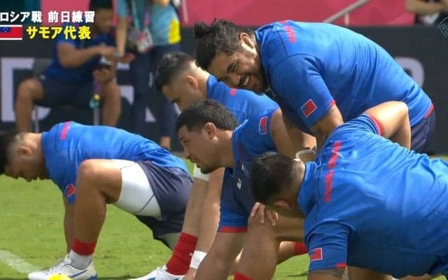サモアが熊谷で前日練習を公開、明日ロシアと対戦