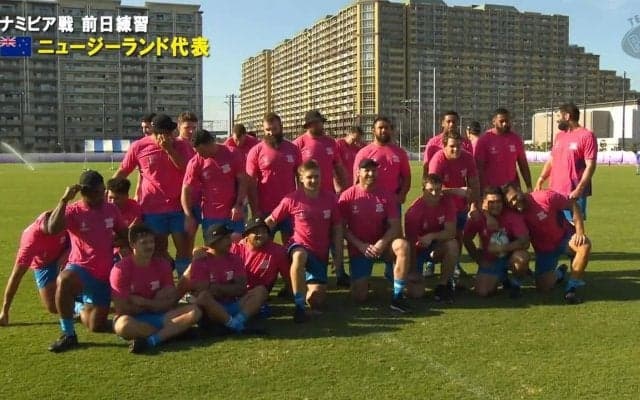 ニュージーランドが東京スタジアムで練習を公開、6日ナミビアと対戦