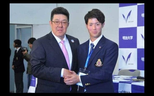 【ドラフト】広島のドラ1森下が早速、佐々岡新監督と対面　「認められるように頑張る」