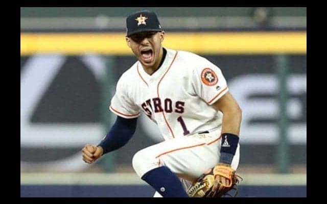 【MLB 優勝決定S】併殺送球で驚異の152キロ！　ア軍コレアの“ロケット送球”にファン「とんでもない腕」