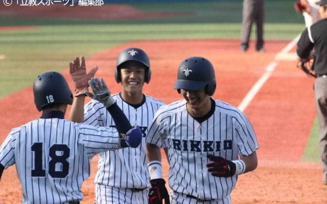 【野球部】ラスト先発の田中誠がＲＩＫＫＩＯを勝利に導く！　５番・柴田、期待に応える２本の適時打に　「絶対に打ってやろうと思った」