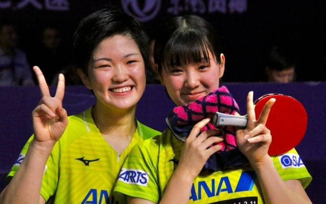 笑顔溢れるダブルみゆう「夢みたい」　世界王者に大逆転勝ち＜卓球・グランドファイナル＞