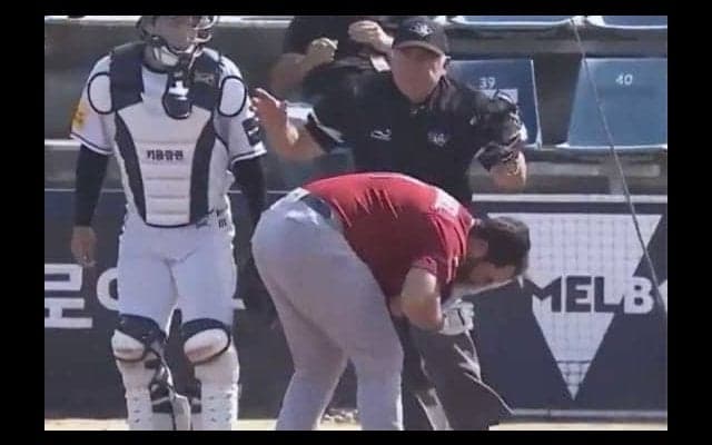 韓国人右腕が衝撃の顔面死球→唾吐き悪態…　直撃の豪代表捕手をファン心配「早い回復を」