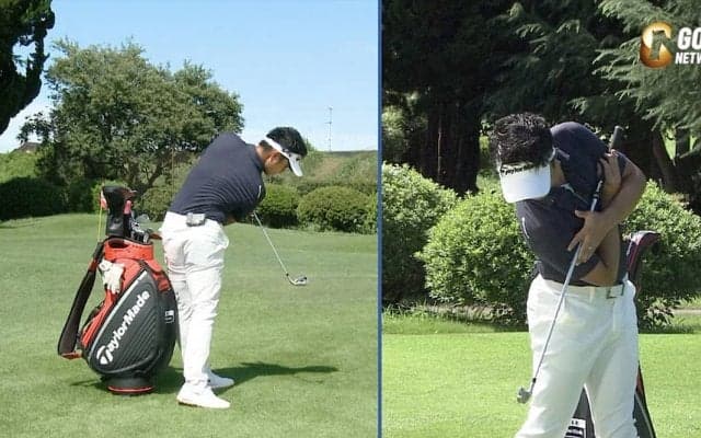 お尻を意識してスクエアなインパクトを実現するためのスイング姿勢をマスターしよう【ゴルフ1分ドリル】