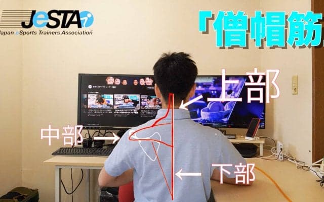 【eスポーツ選手向けセルフケア動画コラム#26】ゲームによる首や肩こりの疲れを取り除く「僧帽筋ストレッチ」(上部)