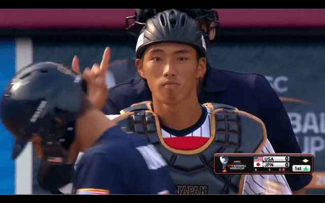 キャッチャー中村(広陵)強肩で盗塁阻止【WBSC U-18ワールドカップ オープニングラウン アメリカ戦】