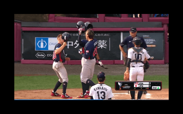 川端(秀岳館)アメリカに先制２ランを浴びる【WBSC U-18ワールドカップ オープニングラウンド アメリカ戦】