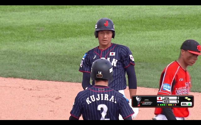 8回表 藤原(大阪桐蔭)タイムリーヒットで追加点【WBSC U-18ワールドカップ オープニングラウンド オランダ戦】