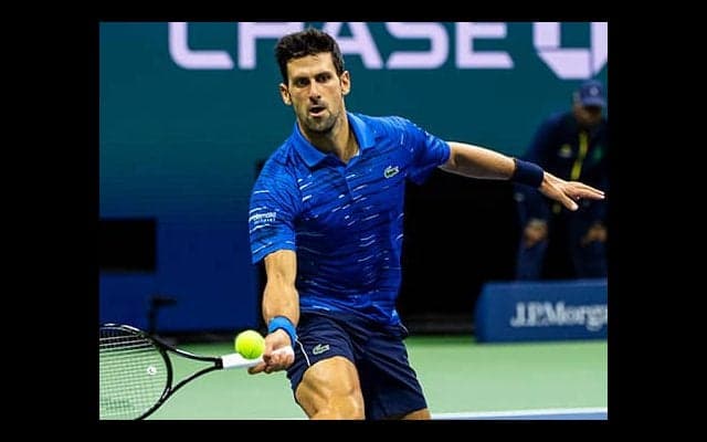  ジョコ 全米OP会場で練習 