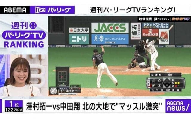 ロッテ澤村とハム中田が見せた力勝負の行方は？　稲村亜美さんも興奮「この駆け引きが…」