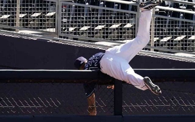 【MLB】レ軍26歳が真っ逆さまに落下　ポストシーズンの「インクレディブルな捕球」に米興奮