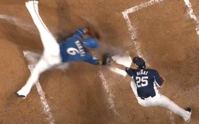 「審判褒めまくるべき」ハム中田のヘッスラ生還を見抜いた“神ジャッジ”をファン絶賛